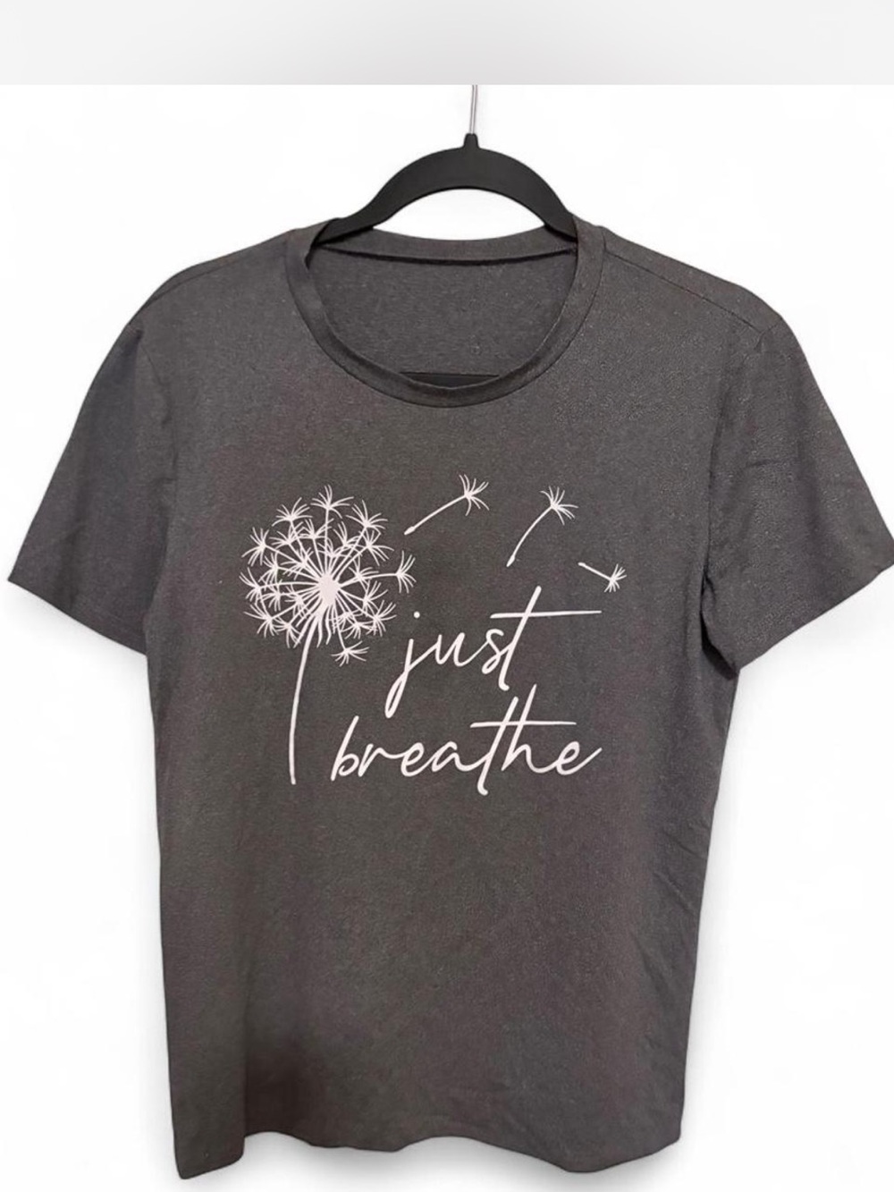 Source Unknown Charcoal Gray "Just Breathe" Dandelion Graphic Tee